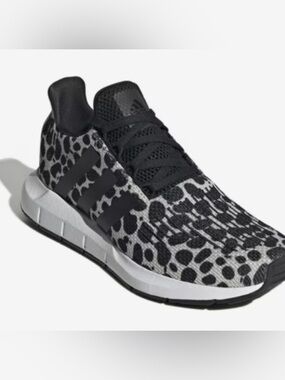 adidas Black and White Leopard Print Running Shoe